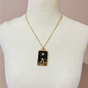 NWOT Aquarius Water Bearer Necklace black enamel crystals